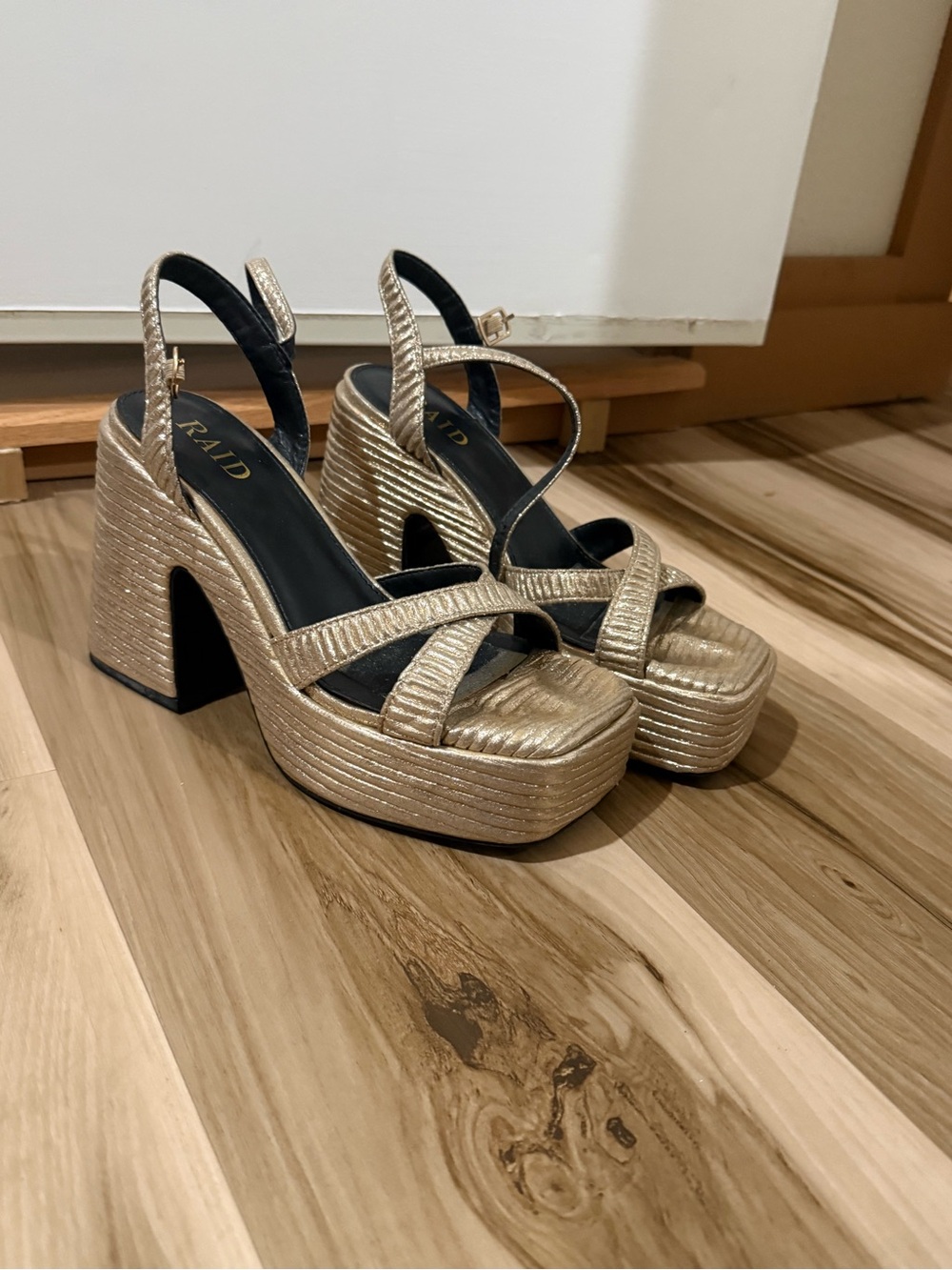 Gold Platform Slingback Heels
